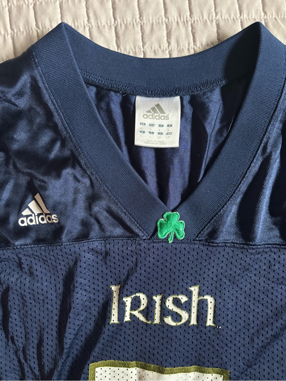 adidas Navy Blue "Irish" Football Jersey with Green Shamrock